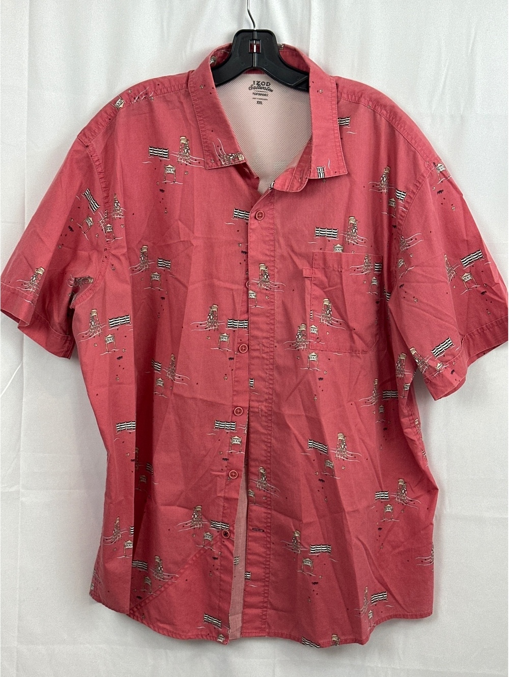 IZOD Saltwater Performance XXL Red Beach Print Short Sleeve